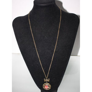 Antique Look Flower & Bow Necklace Women's Fashion Jewelry